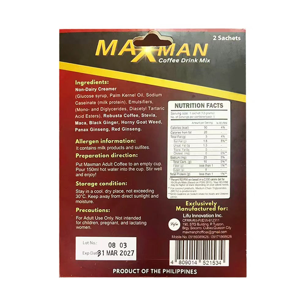 MAXMAN CoffeeMix Herbal Energy Drink FDA Approved